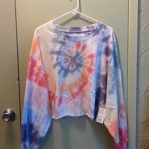 Rainbow tie-dye cropped sweatshirt, XL, NWT